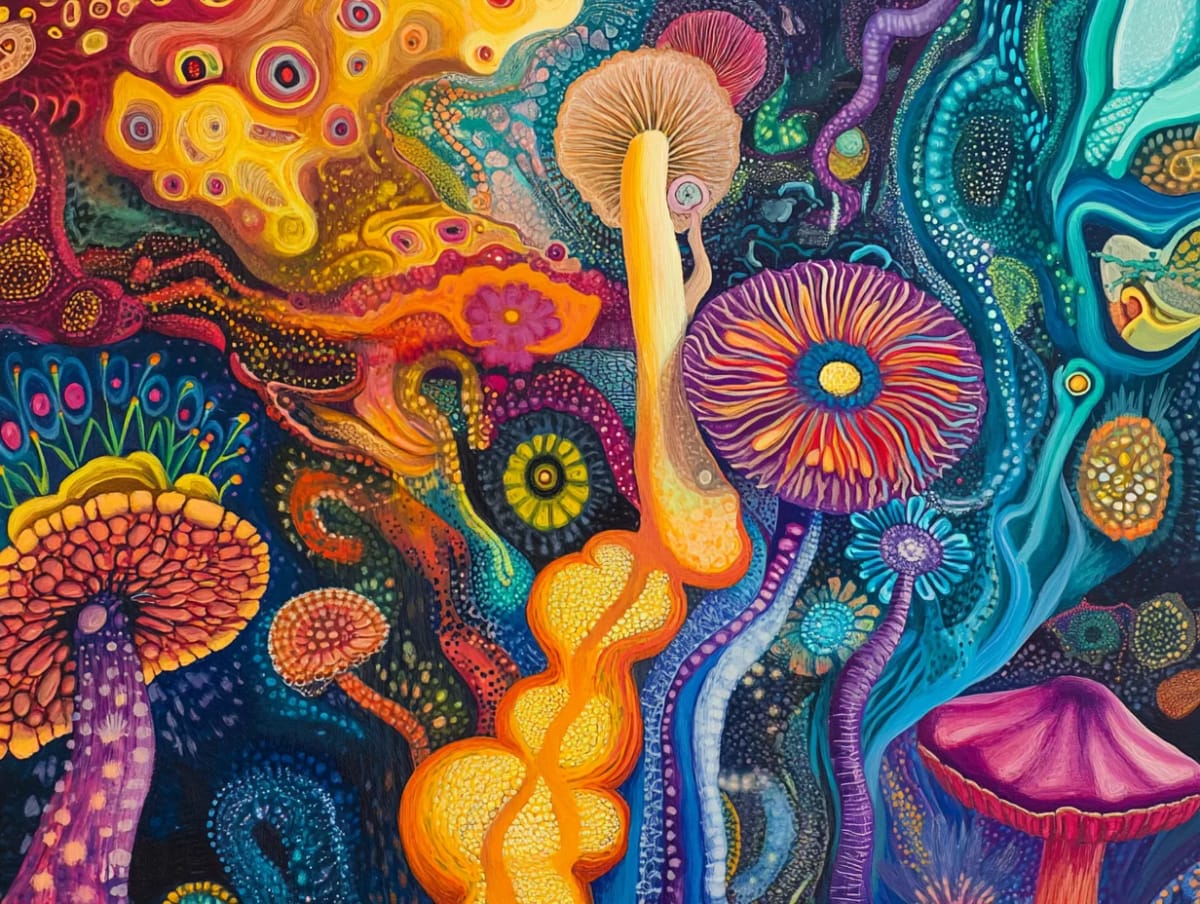 Potencja i doświadczenia z Psilocybe mexicana, wizualizacja efektów halucynogennych.